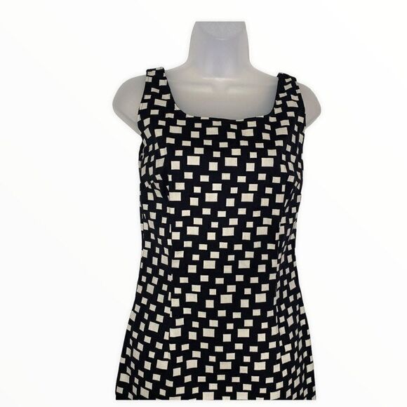 D. Exterior Sheath Pinafore Dress Black While - Picture 2 of 7